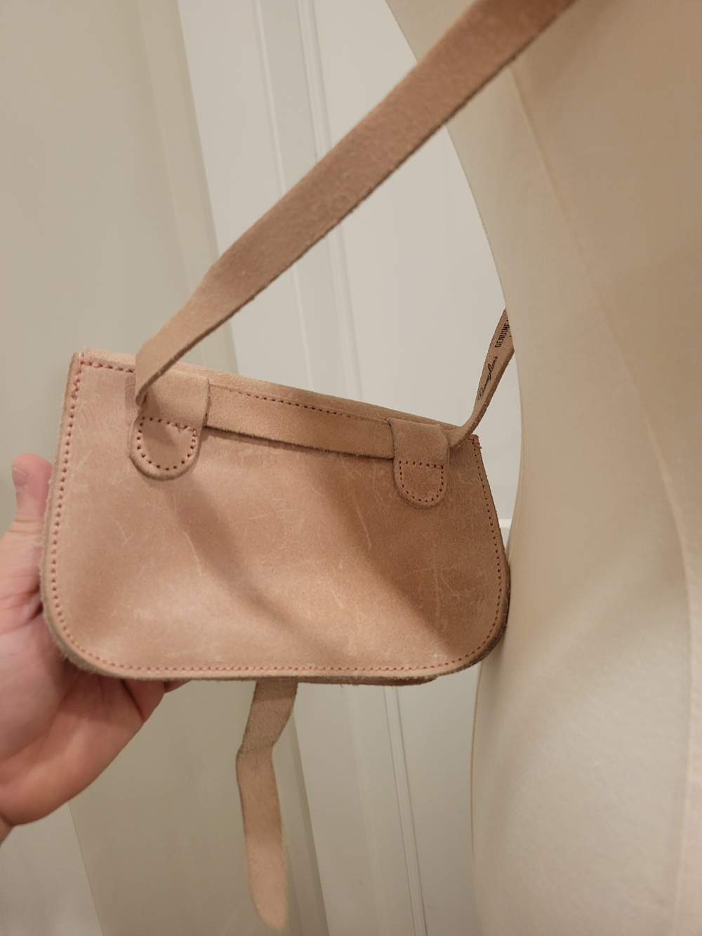 Garuglieri Genuine Leather Dusty Pink Minimalist Crossbody Purse. Made In Italy - Picture 8 of 9